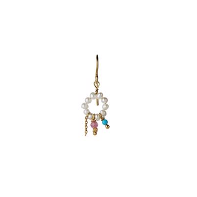 Stine A Petit Heavenly Pearl Dream Ørering Gold Turquise Pink Stones Chain 